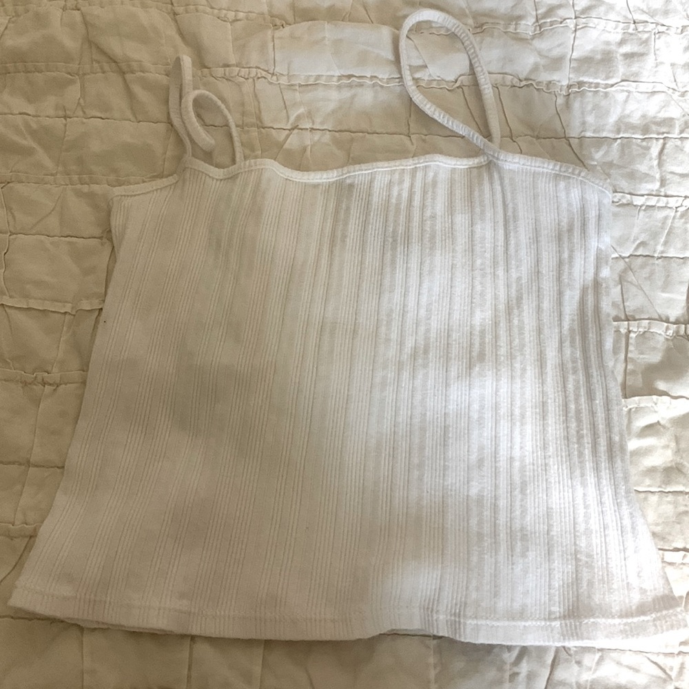 Brandy Melville White Ribbed Crop Tank